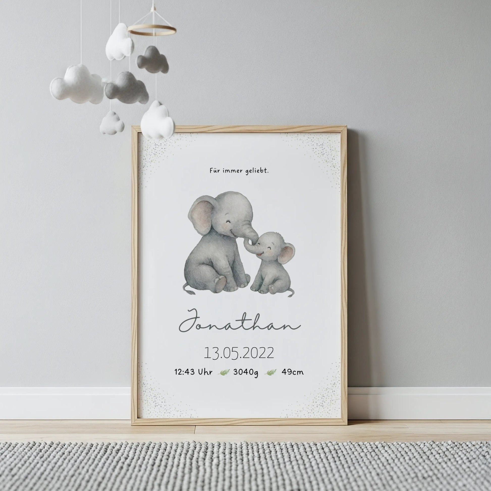 Personalisiertes Geburtsposter Safari – Baby Poster mit Name & Geburtsdaten - Kibimemories