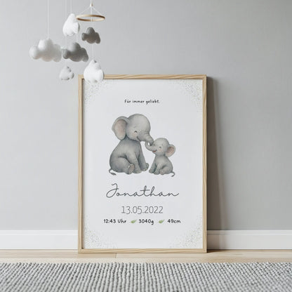 Personalisiertes Geburtsposter Safari – Baby Poster mit Name & Geburtsdaten - Kibimemories