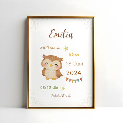 Personalisiertes Geburtsposter Tiere – Baby Poster mit Name und Geburtsdaten - Kibimemories