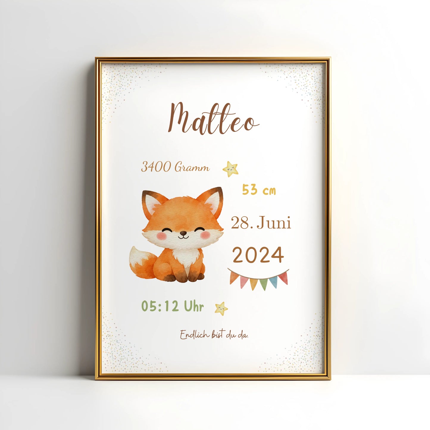 Personalisiertes Geburtsposter Tiere – Baby Poster mit Name und Geburtsdaten - Kibimemories