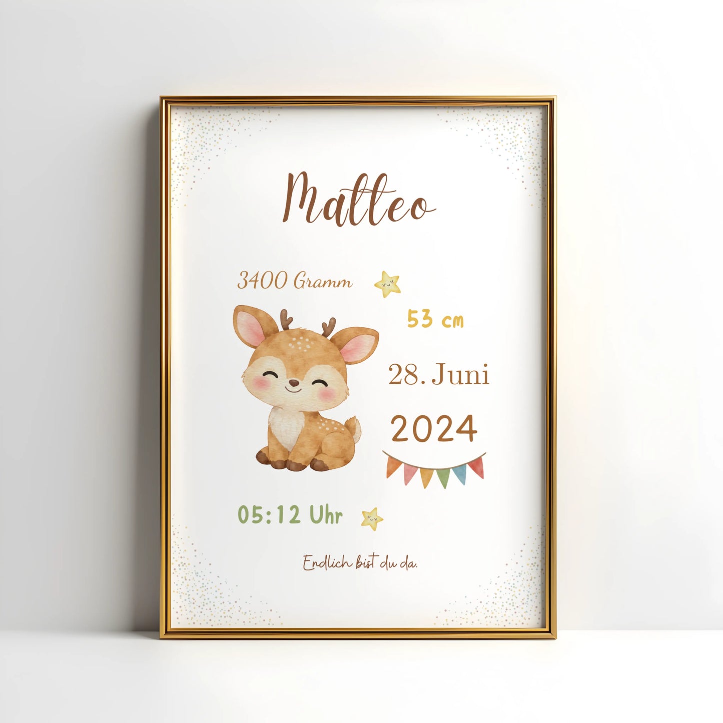 Personalisiertes Geburtsposter Tiere – Baby Poster mit Name und Geburtsdaten - Kibimemories