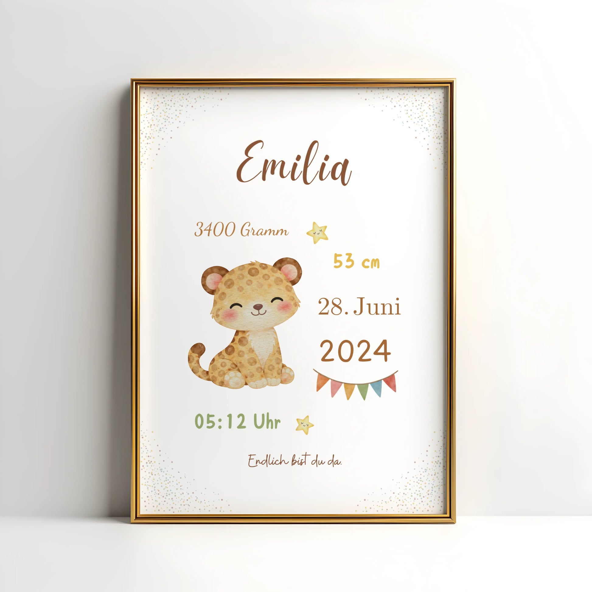 Personalisiertes Geburtsposter Tiere – Baby Poster mit Name und Geburtsdaten - Kibimemories