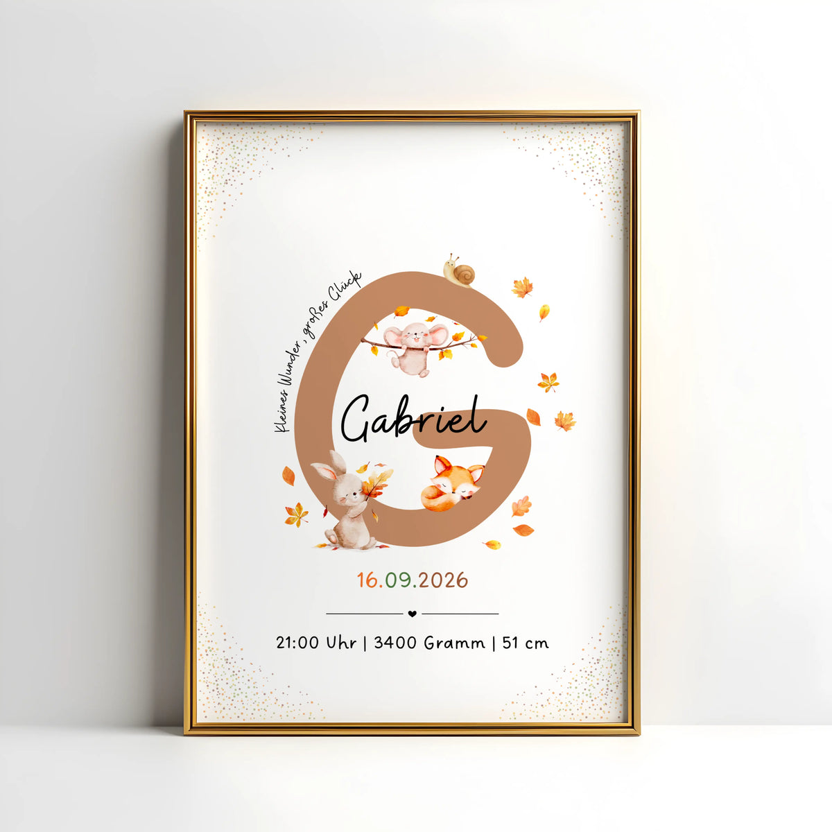 Personalisiertes Buchstabenposter mit herbstlichen Waldtieren, personalisiertes Buchstabenposter für Kinderzimmer.