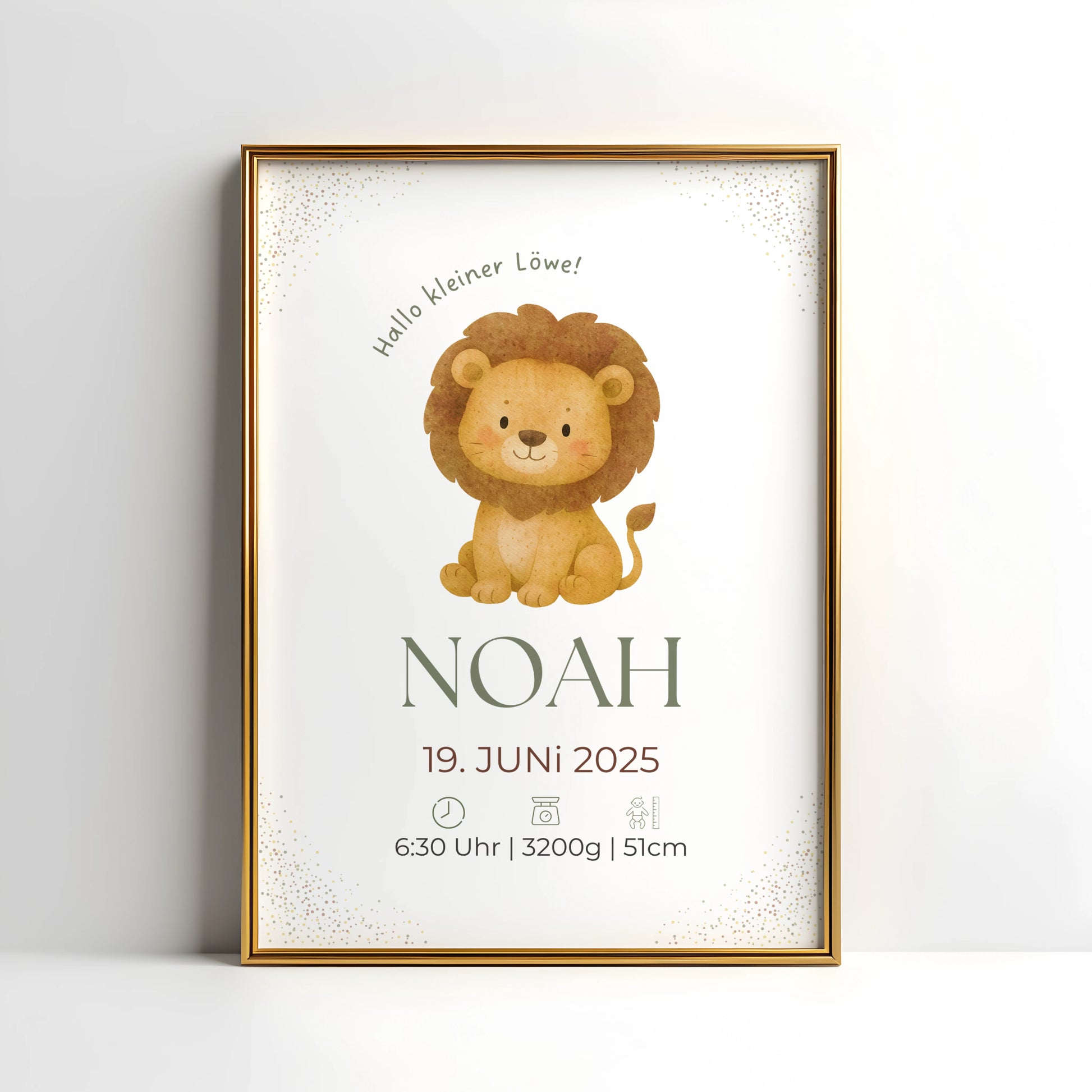 Personalisiertes Geburtsposter Löwe – Minimalistisches Design fürs Kinderzimmer - Kibimemories