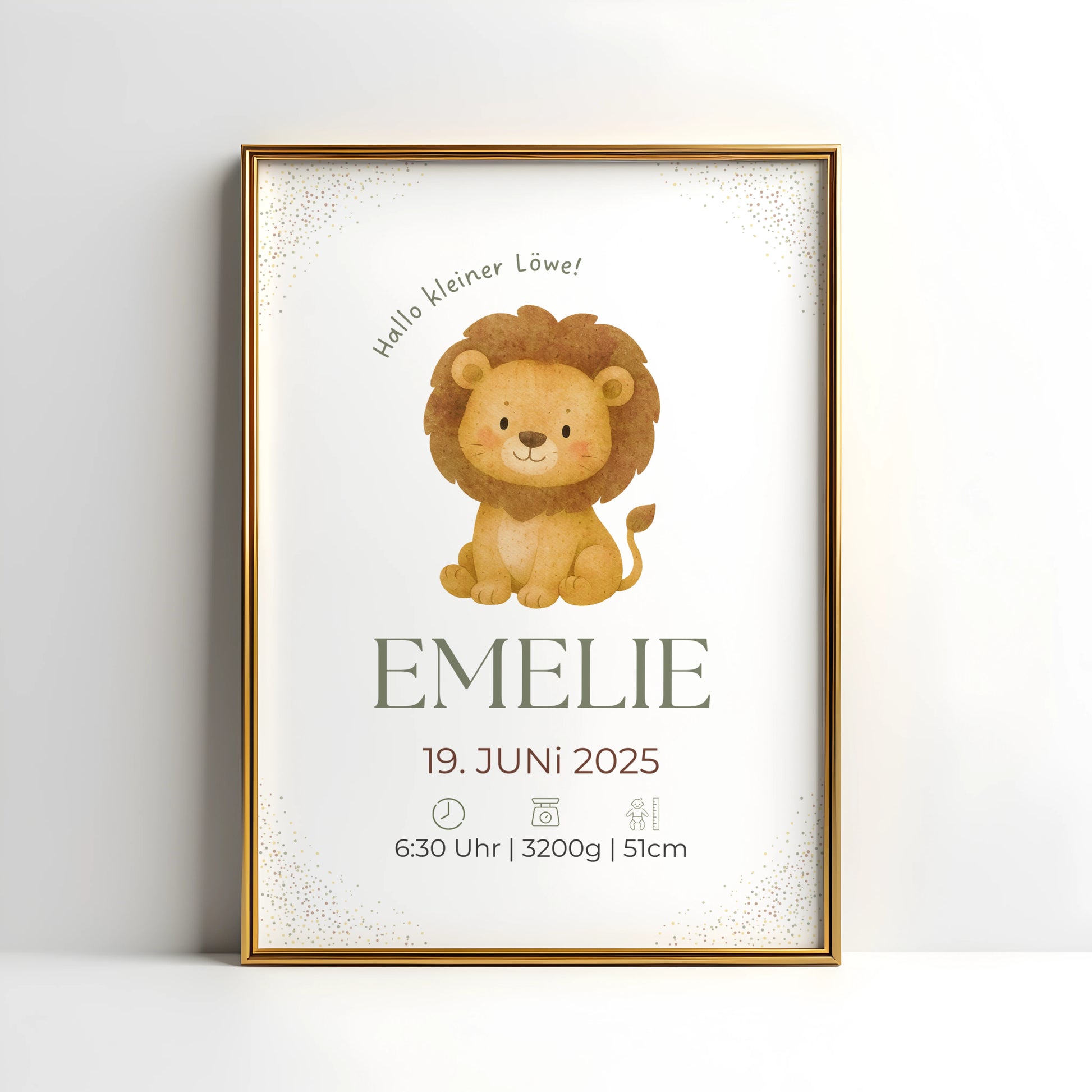 Personalisiertes Geburtsposter Löwe – Minimalistisches Design fürs Kinderzimmer - Kibimemories