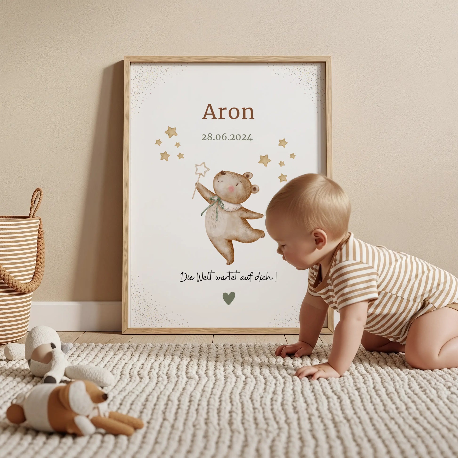 Personalisiertes Geburtsposter Bär – Baby Poster mit Name und Geburtsdatum - Kibimemories