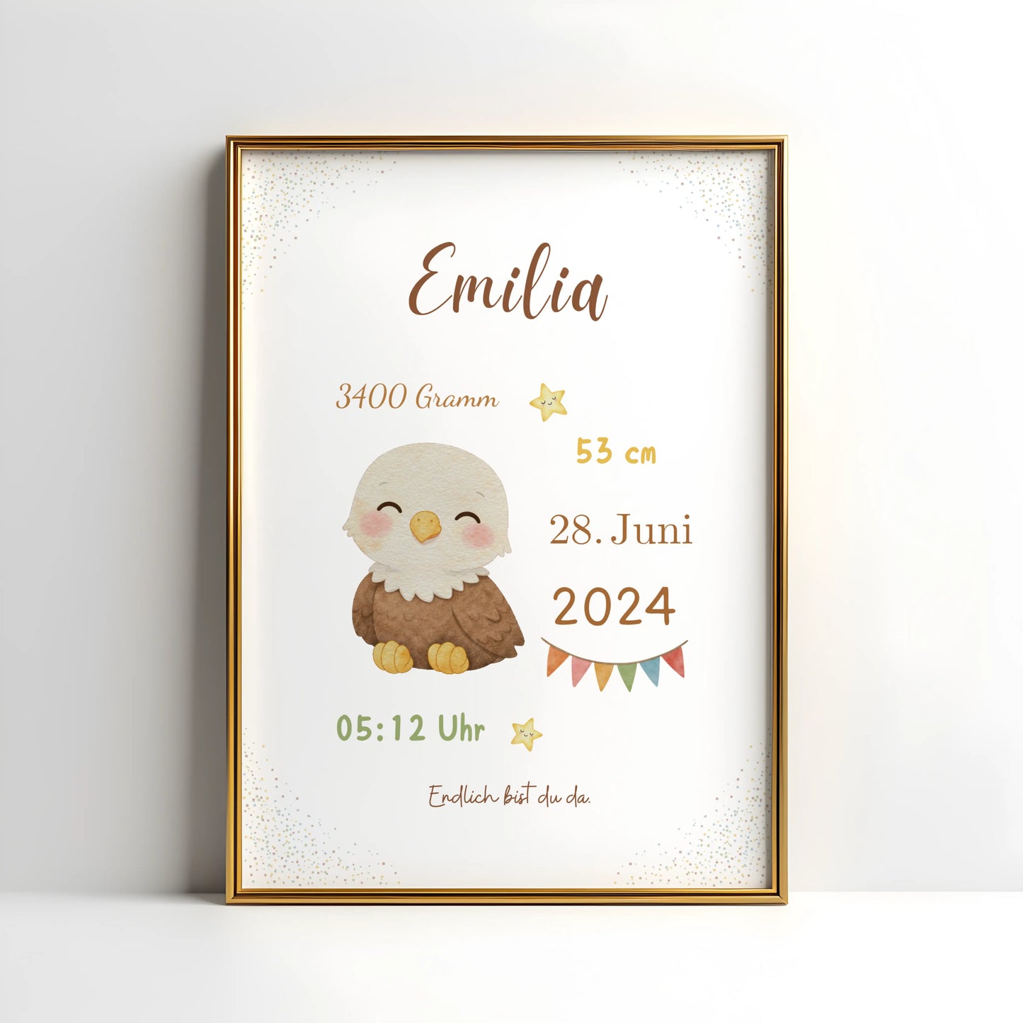 Personalisiertes Geburtsposter Tiere – Baby Poster mit Name und Geburtsdaten - Kibimemories