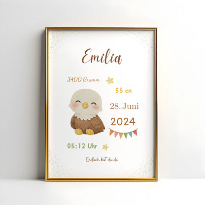 Personalisiertes Geburtsposter Tiere – Baby Poster mit Name und Geburtsdaten - Kibimemories