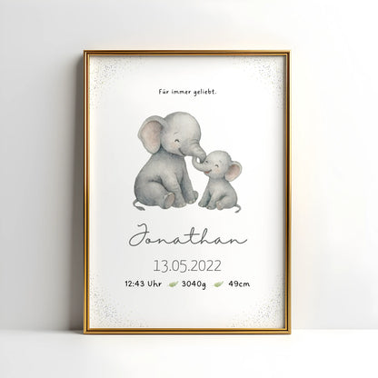 Personalisiertes Geburtsposter Safari – Baby Poster mit Name & Geburtsdaten - Kibimemories