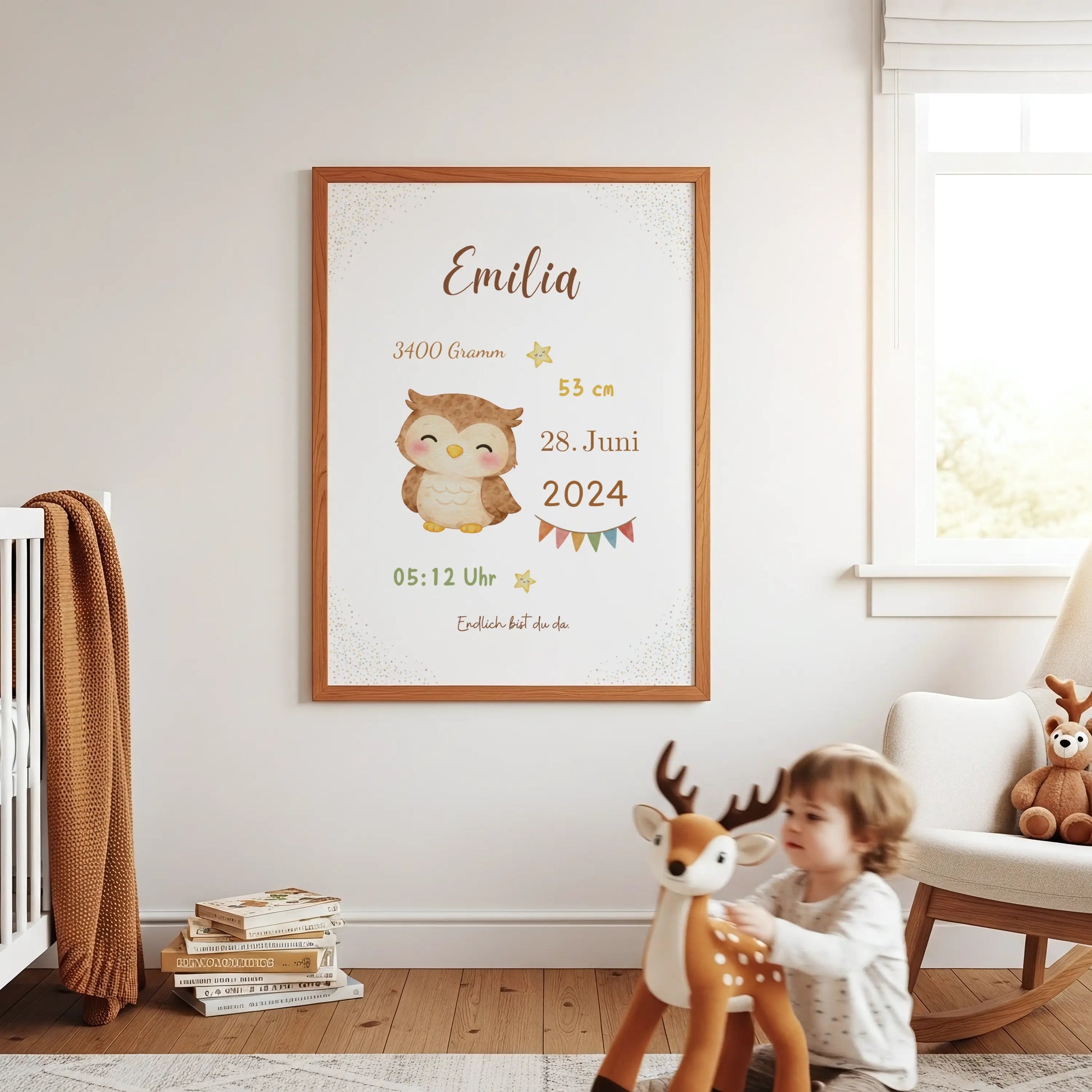 Personalisiertes Geburtsposter Tiere – Baby Poster mit Name und Geburtsdaten - Kibimemories