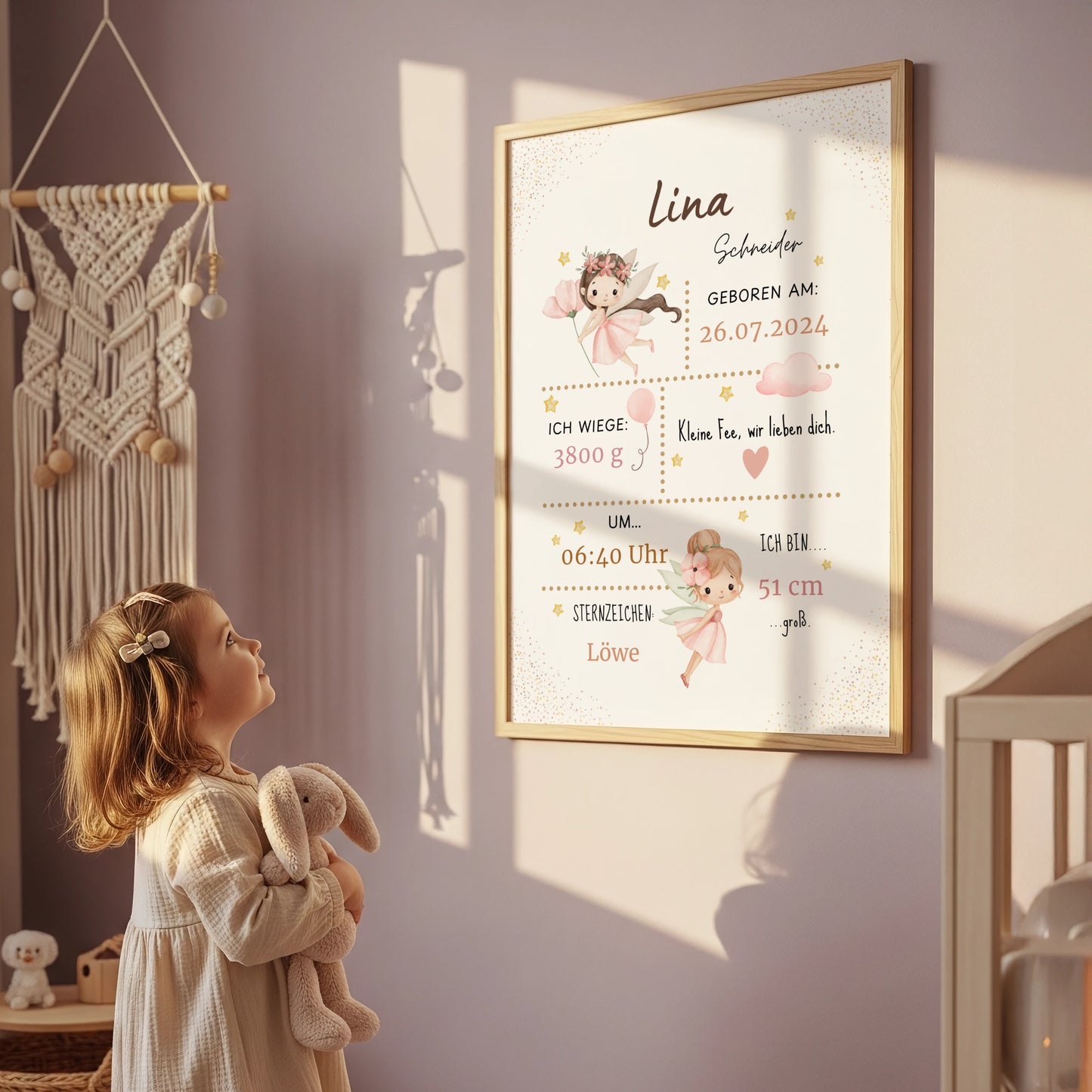 Personalisiertes Geburtsposter Fee – Baby Poster mit Name & Geburtsdaten - Kibimemories