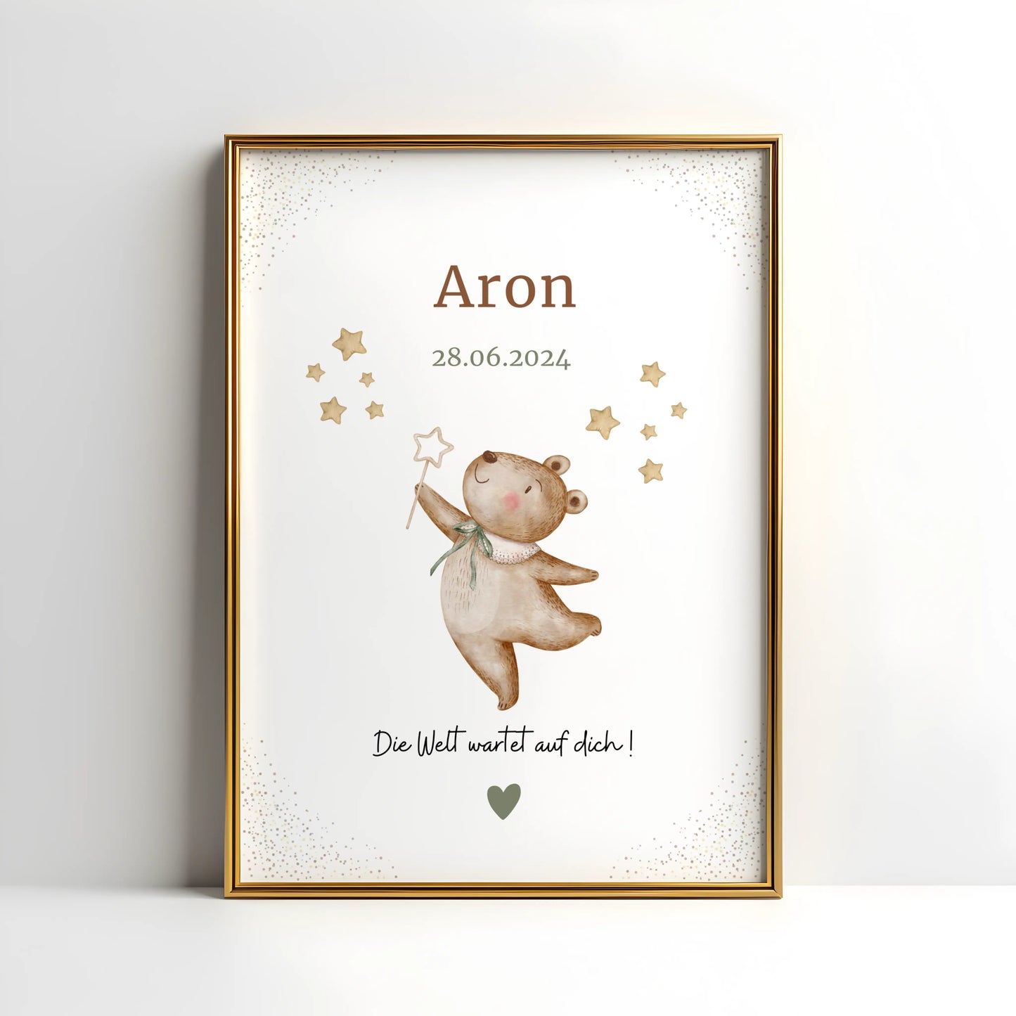 Personalisiertes Geburtsposter Bär – Baby Poster mit Name und Geburtsdatum - Kibimemories