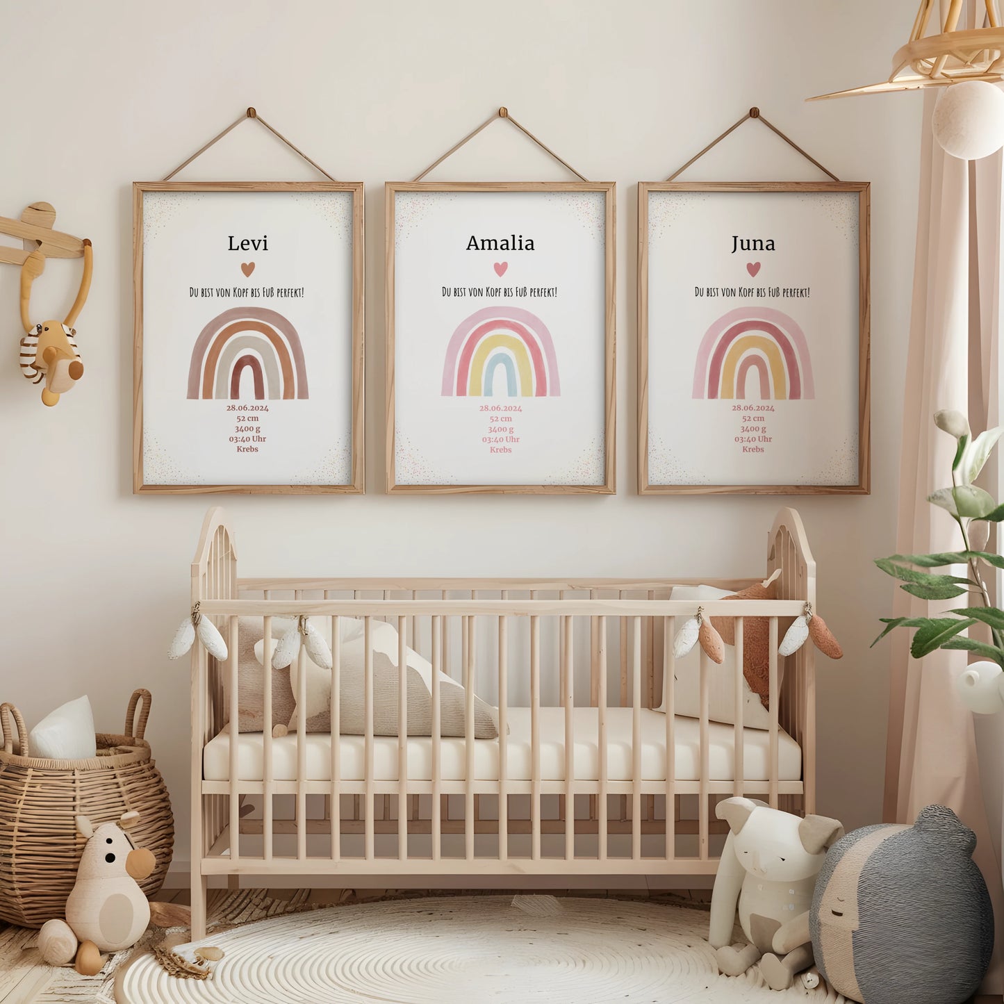 Personalisiertes Geburtsposter Regenbogen – mit Geburtsdaten - Kibimemories