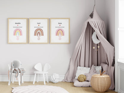 Personalisiertes Geburtsposter Regenbogen – mit Geburtsdaten - Kibimemories