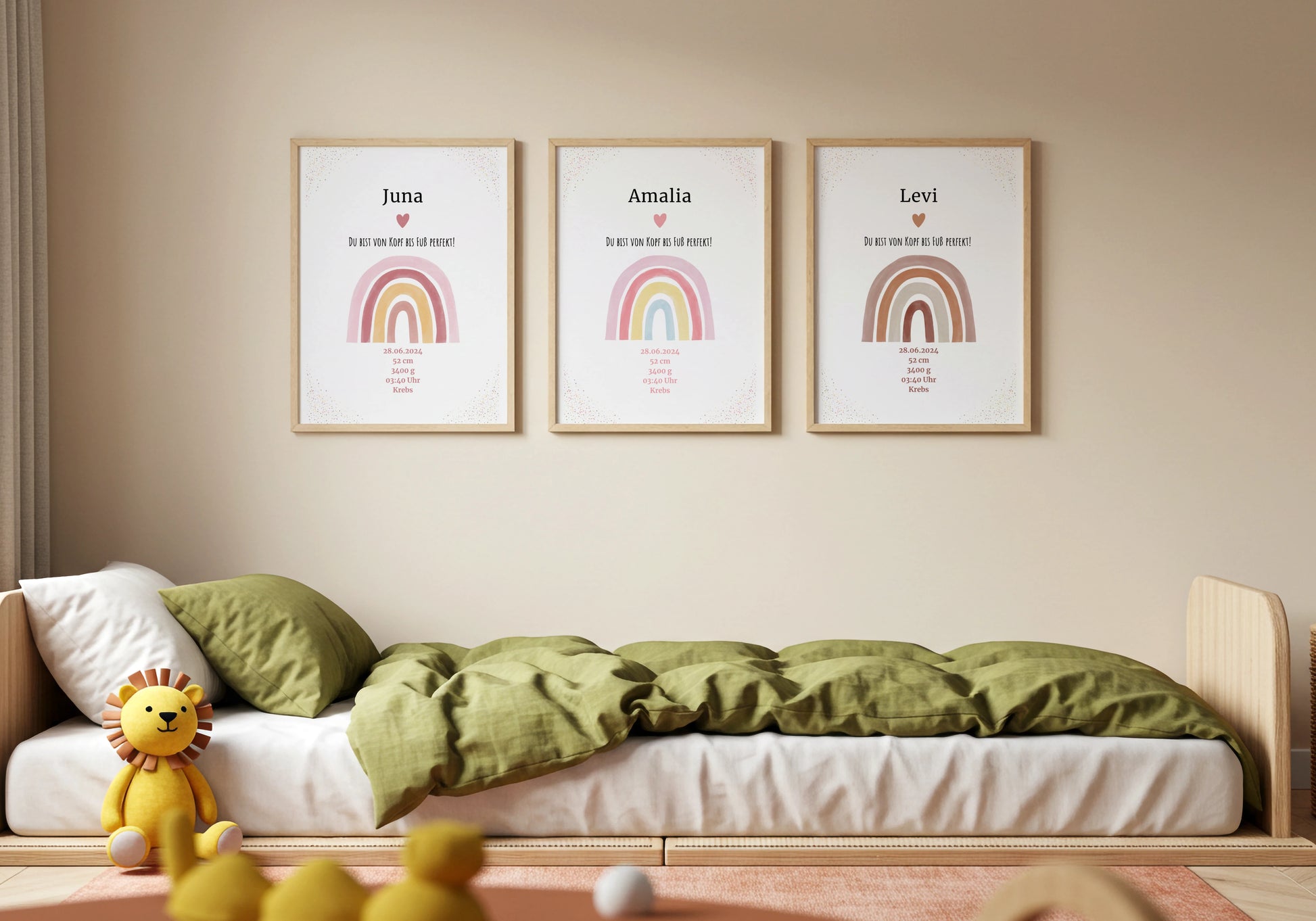 Personalisiertes Geburtsposter Regenbogen – mit Geburtsdaten - Kibimemories