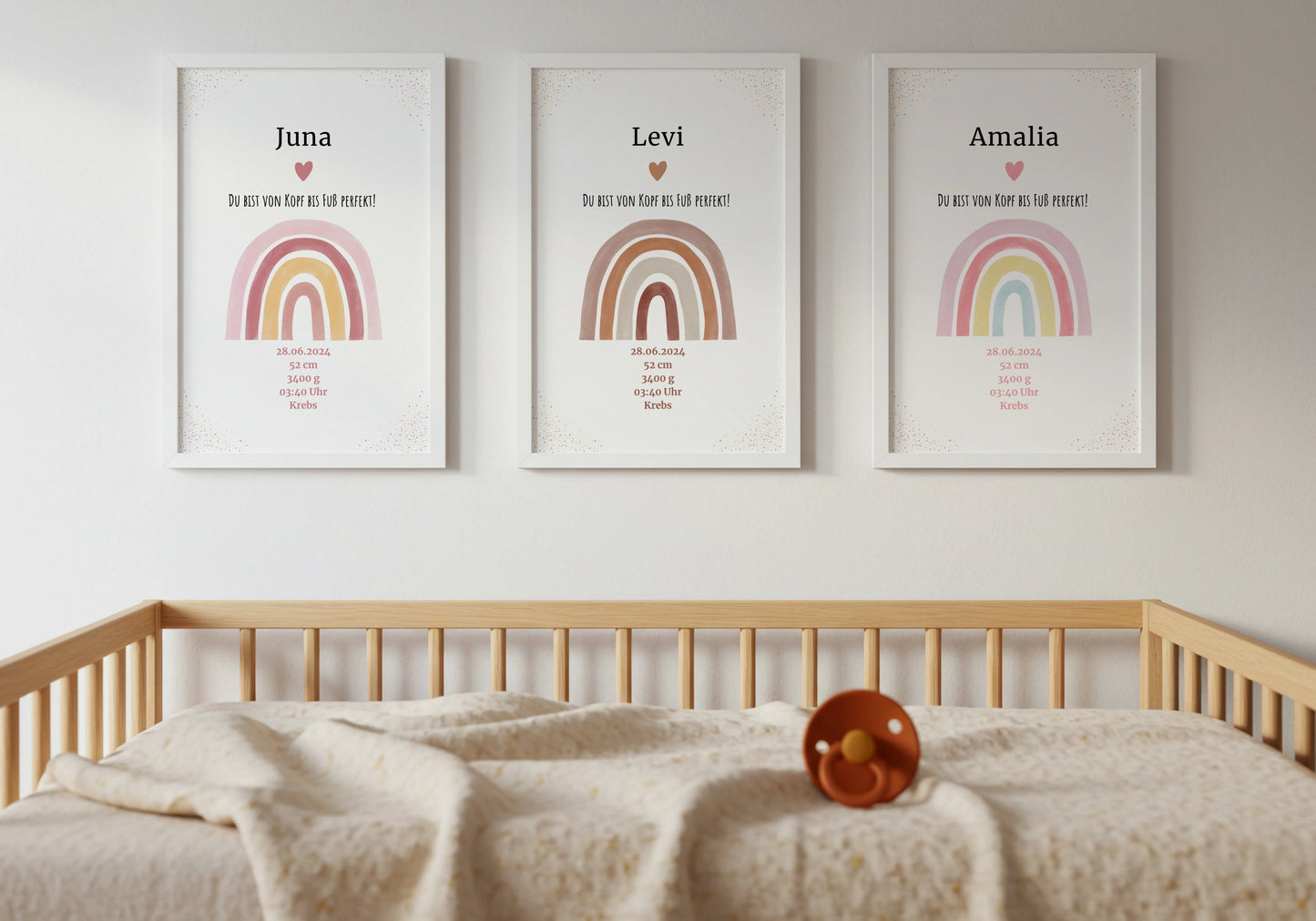 Personalisiertes Geburtsposter Regenbogen – mit Geburtsdaten - Kibimemories