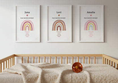 Personalisiertes Geburtsposter Regenbogen – mit Geburtsdaten - Kibimemories