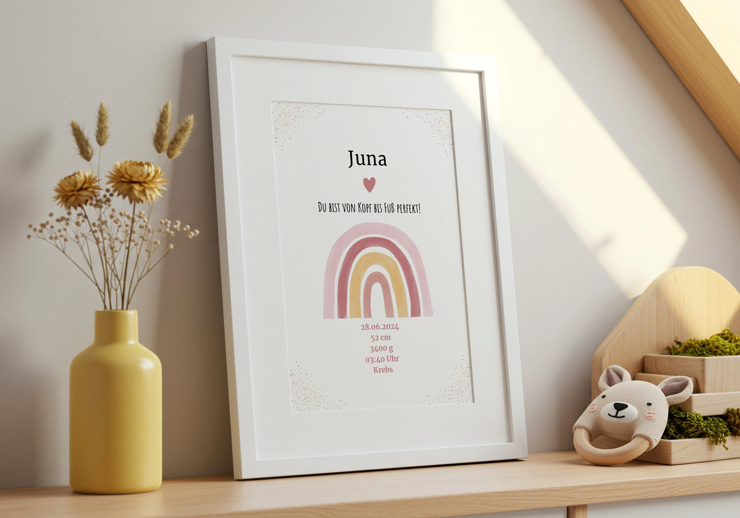Personalisiertes Geburtsposter Regenbogen – mit Geburtsdaten - Kibimemories