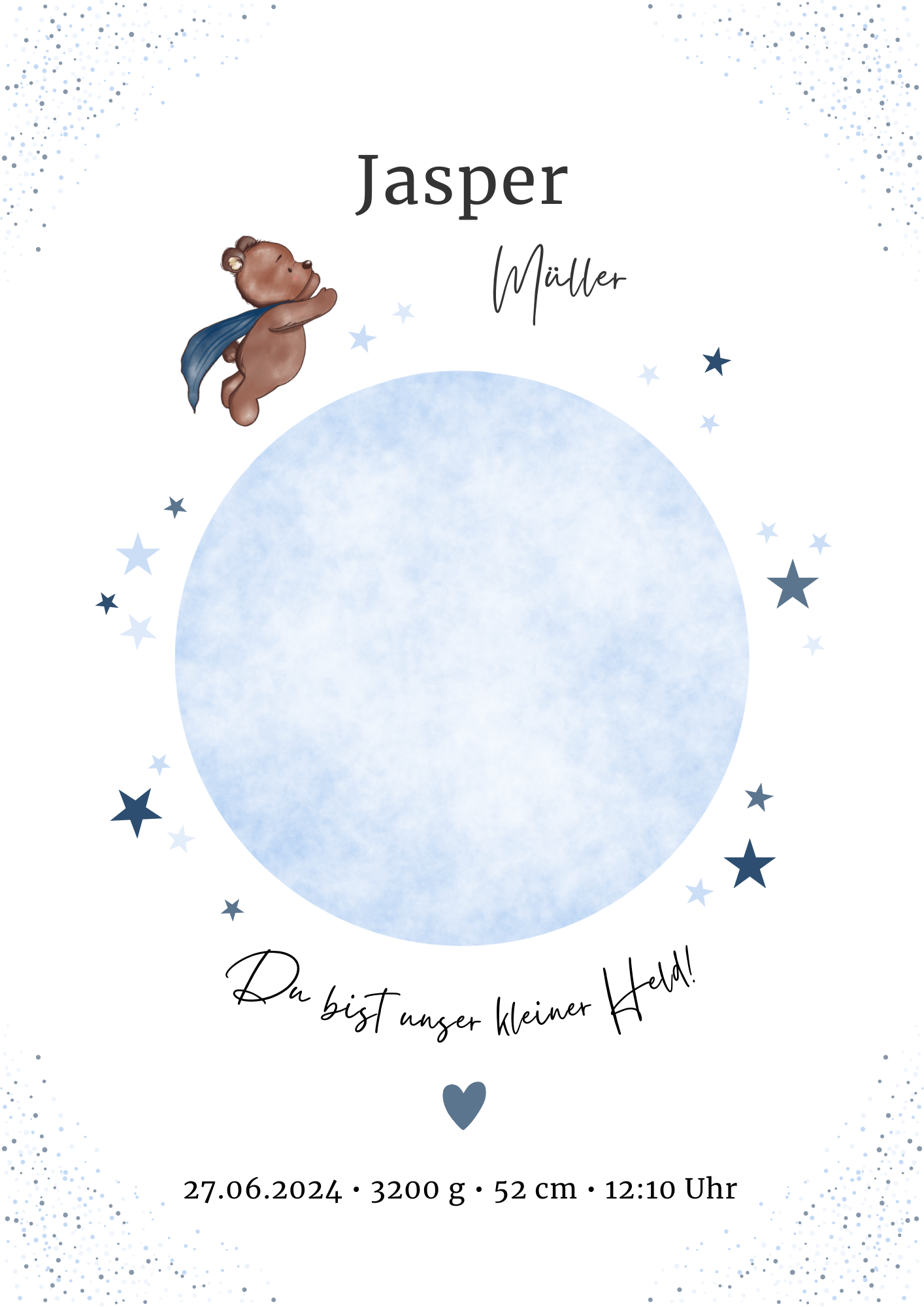 Personalisiertes Geburtsposter mit Hand- oder Fußabdrücken und Name und Geburtsdaten – liebevoll gestaltet in Pastellfarben, als Deko fürs Babyzimmer oder Geschenk zur Geburt