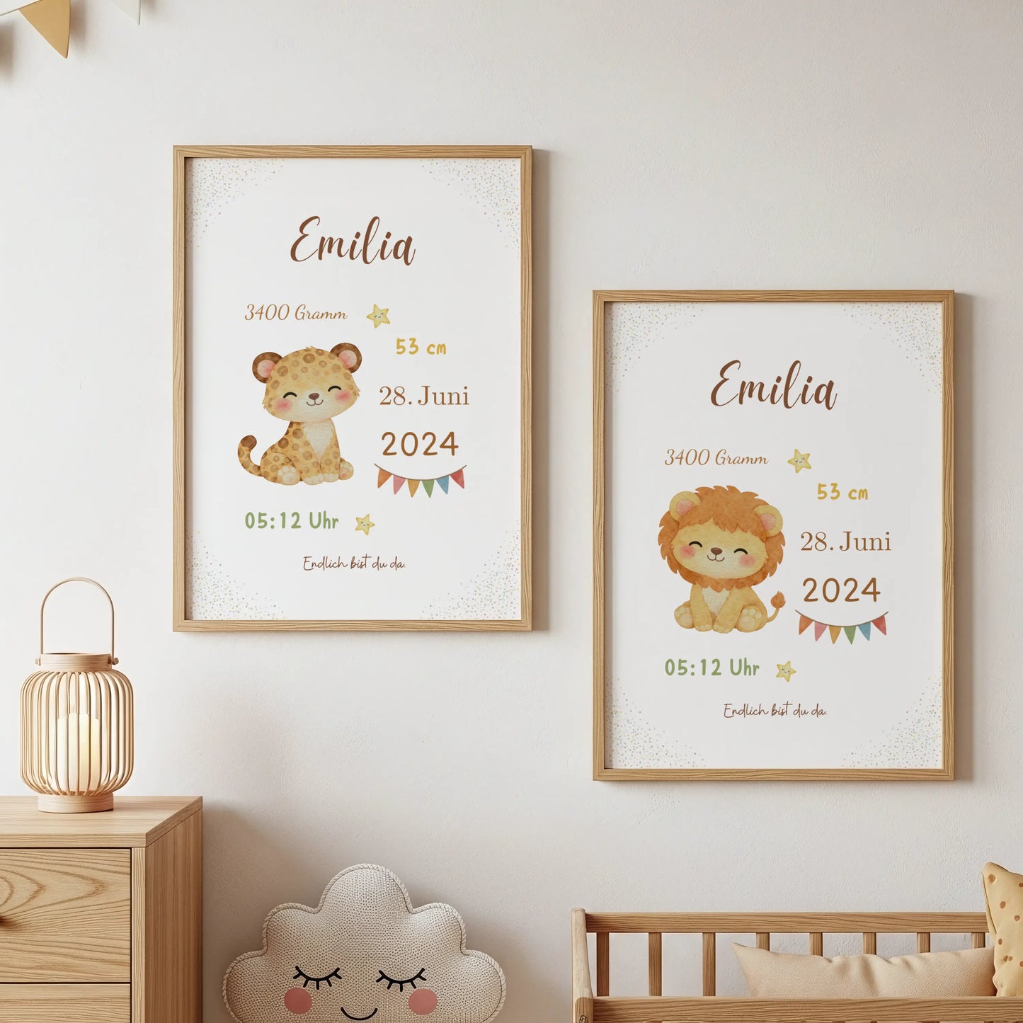 Personalisiertes Geburtsposter Tiere – Baby Poster mit Name und Geburtsdaten - Kibimemories