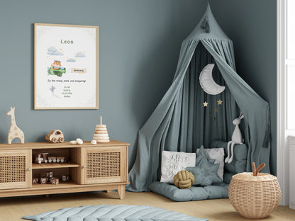 Personalisiertes Geburtsposter Fuchs – Baby Poster mit Name & Geburtsdaten - Kibimemories