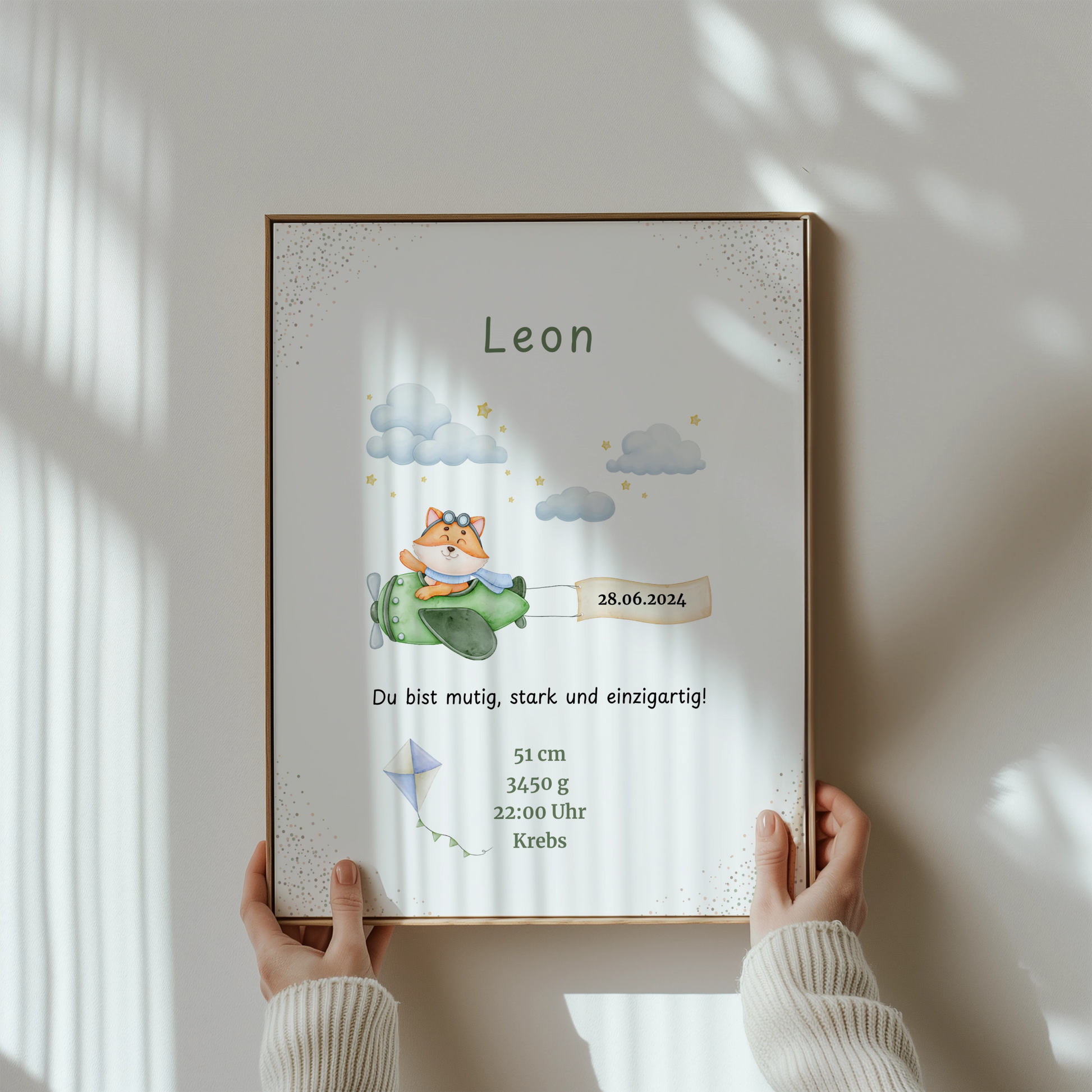 Personalisiertes Geburtsposter Fuchs – Baby Poster mit Name & Geburtsdaten - Kibimemories